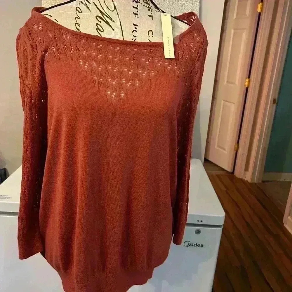 LC Lauren Conrad Open Stitch Pullover Light Sweater. XL. NWT. - Picture 4 of 5